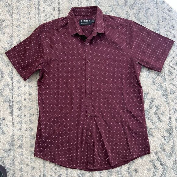 Men’s Topman Maroon Button Down Shirt - Picture 1 of 4